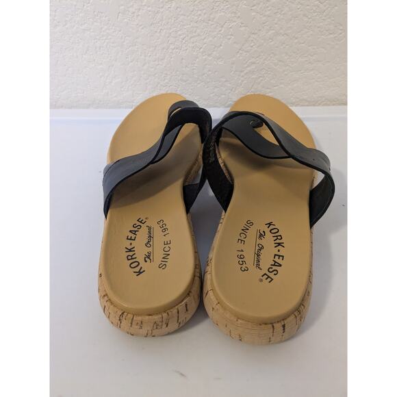 Kork Ease Leather Upper Black Toe Loop Sandals Slip On Womens Size 9 - Picture 6 of 9